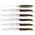 Forge de Laguiole Dinner/steak knives with walnut wood handle, high-polished finish, set of 6