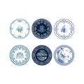 Gien Les Dépareillées Bleu set of 6 mini plates, 6 patterns