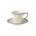 Gien Filets Manganese US coffee/tea cups and saucers, set of 2