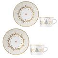 Bernardaud Noel tea cups and saucers, set of 2