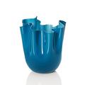 Venini Vase Fazzoletti Opalino, H 24 cm, dunkelblau