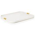 Giobagnara Puccini rectangular tray, brass handles, 49 x 36.5 cm, off white