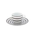J.L Coquet Hémisphère gestreift, Platin Espressotasse mit Unterteller