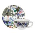 Gien Le Jardin du Palais café au lait cups and saucers, set of 2