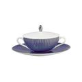 Raynaud Trésor Bleu soup cup and saucer with lid