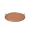 Giobagnara Defile round tray, chrome-plated handles, small, brown