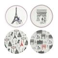 Gien Ca c'est Paris set of 4 bread & butter plates, 4 patterns