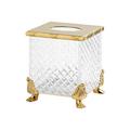 Cristal et Bronze Quadratische Kleenex-Box Cristal Diamant Ciselé, gold