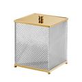 Cristal et Bronze Infini waste paper basket, with lid, gold