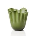 Venini Vase Fazzoletti Opalino, H 24 cm, apfelgrün
