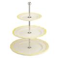 Gien Filets Jaune Citron three tier cake stand