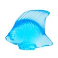 Lalique Small Fish sculpture, light blue