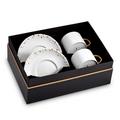 L'Objet Mojave Gold tea cups and saucers, set of 2