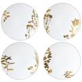 Bernardaud Vegetal Gold set of 4 dinner plates, 4 patterns