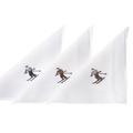 Eri Textiles Leinenservietten Skifahrer, 3 Motive, 6er-Set