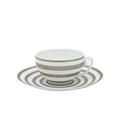 J.L Coquet Hémisphère gestreift, Platin Teetasse mit Unterteller