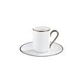 Raynaud Italian Renaissance White with platinum rim double espresso cup and saucer