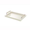 Riviere Lacquered tray with chrome/leather handles, ivory, small