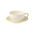 Gien Filets Jaune Citron café au lait cups and saucers, set of 2