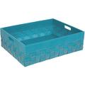 Riviere Outdoor low leather basket with handles, turquoise