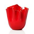 Venini Vase Fazzoletti Opalino, H 31 cm, rot