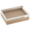 Riviere Vanity leather box with acrylic lid, taupe, large