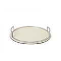 GioBagnara Rundes Tablett Defile, verchromte Griffe, klein, elfenbein