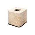 Giobagnara Polo tissue box, bronze & travertine, square