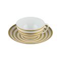 J.L Coquet Hémisphère gestreift, Gold Frühstückstasse mit Unterteller
