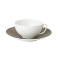 J.L Coquet Hémisphère Grey Metallic breakfast cup, white cup and Hémisphère Grey Metallic saucer
