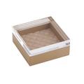 Riviere Vanity leather box with acrylic lid, taupe, small