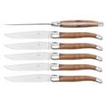 Forge de Laguiole Dinner/steak knives with walnut wood handle, high-polished finish, set of 6