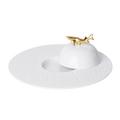 Bernardaud Ecume White caviar bowl, lid with goldplated sturgeon