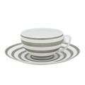 J.L Coquet Hémisphère gestreift, Platin Frühstückstasse mit Unterteller