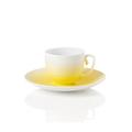 J.L Coquet Hémisphère Jaune Mimosa double espresso cup and saucer