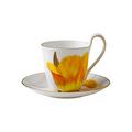Royal Copenhagen Flora coffee/tea cup with high handle and saucer, tulip