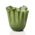 Venini Vase Fazzoletti Opalino, H 31 cm, apfelgrün