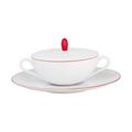Raynaud Monceau Red soup cup and saucer with lid