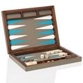 Giobagnara Noce backgammon, mud/white/turquoise