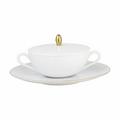 Raynaud Monceau Gold soup cup and saucer with lid