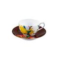 Raynaud Harmonia tea cup, white cup and brown saucer