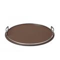 Giobagnara Defile round tray, chrome-plated handles, medium, dark brown