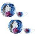 Bernardaud Les Bouquets de Fleurs Set aus 2 Kaffee-/Teetassen mit Unterteller