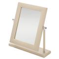Riviere Vanity leather mirror, chrome/ivory