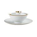 Raynaud Minéral Gold chinese soup bowl with lid and saucer