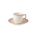 Gien Filets Rouge espresso cups and saucers, set of 2