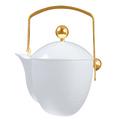 J.L Coquet Hémisphère Weiß Teekanne, mit goldfarbenem Knopf und Henkel