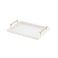 Riviere Lacquered tray with gold/leather handles, ivory, small