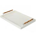 Riviere Lacquered tray in ivory with bamboo handle, large