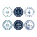 Gien Les Dépareillées Bleu dessert plates, set of 6, 6 patterns